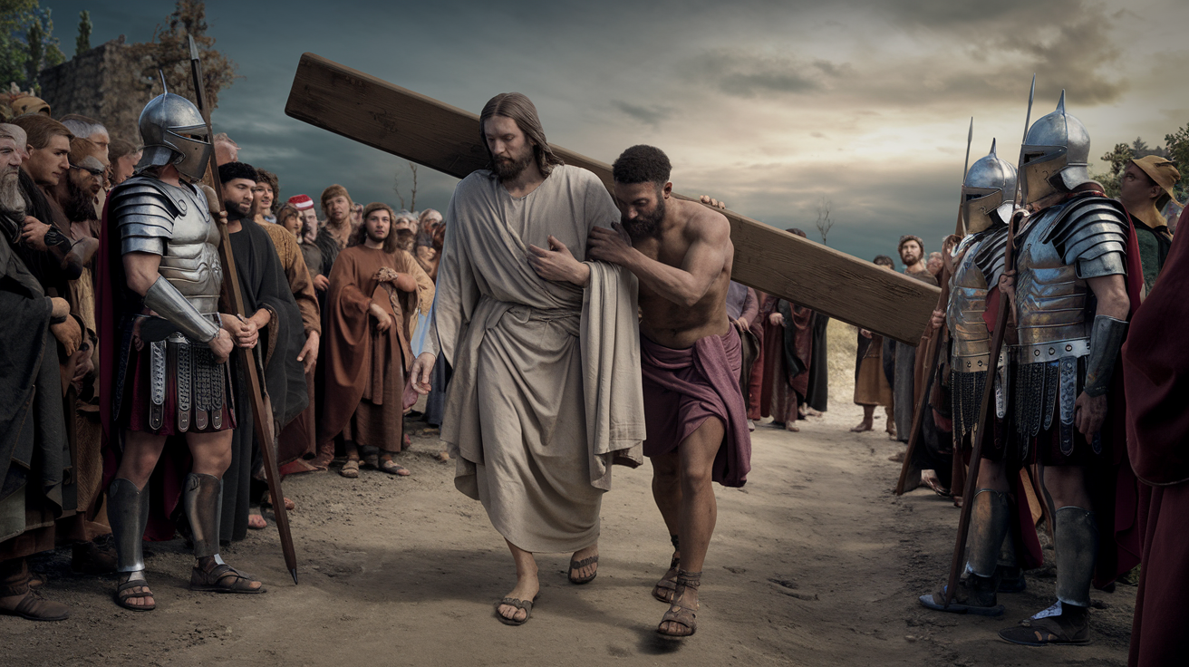 Fifth Station: Simon of Cyrene helps Jesus